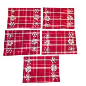 Martha Stewart Everyday Set of 5 Snowflake Winter Holiday Placemats Vintage 2005